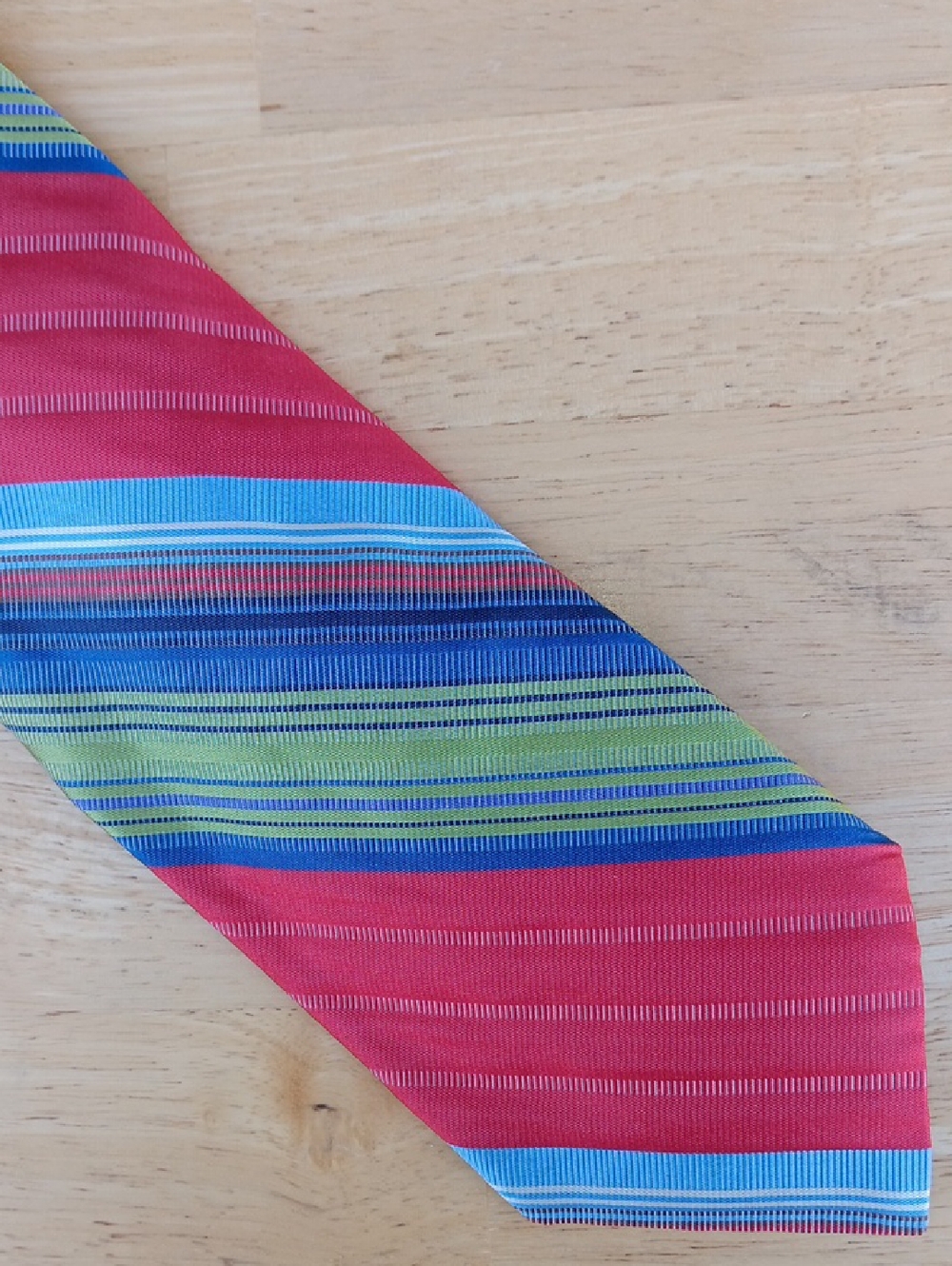 Altea Red Striped Tie with Blue and Green Accents